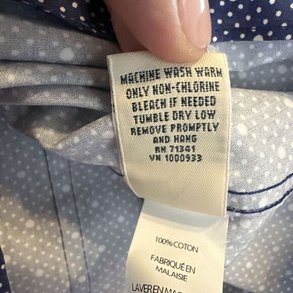 LL Bean Wrinkle Free Button Up Shirt Womens Plus Size 1X Blue Printed Office - Picture 6 of 9